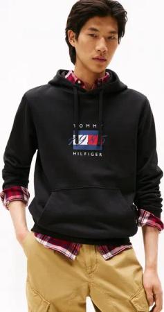 Tommy Hilfiger Kapuzensweatshirt LINEAR FLAG GRAPHIC Regular Fit, Hoodie, Kapuze mit Tunnelzug