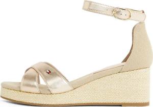 Tommy Hilfiger Keilsandalette "FLAG METALLIC MID WEDGE ESPAD", Riemchensandale, Sommerschuh mit verstellbarer Schnalle