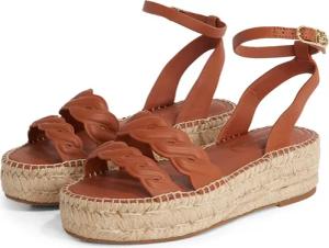 Tommy Hilfiger Keilsandalette "LEATHER ROPE REAL ESPAD SANDAL", Plateau, Sommerschuh, Riemchensandale mit verstellbarer Schnalle