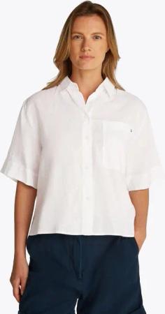 Tommy Hilfiger Kurzarmshirt "ESS LINEN RELAXED S/S SHIRT" mit Brusttasche, Logostickerei,kühlendes Premium Leinen