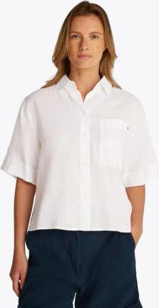 Tommy Hilfiger Kurzarmshirt ESS LINEN RELAXED S/S SHIRT mit Brusttasche, Logostickerei,kühlendes Premium Leinen