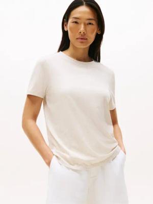 Tommy Hilfiger Kurzarmshirt REG CORP LOGO C-NK mit Logoschriftzug und Stickerei Baumwolle