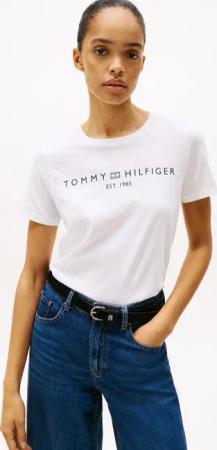 Tommy Hilfiger Kurzarmshirt REG CORP LOGO C-NK mit Logoschriftzug und Stickerei Baumwolle