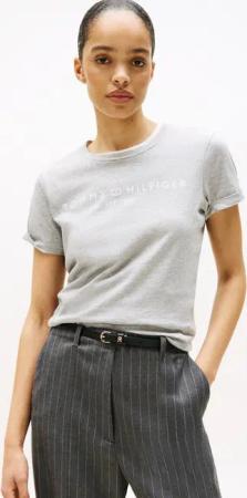 Tommy Hilfiger Kurzarmshirt REG CORP LOGO C-NK mit Logoschriftzug und Stickerei Baumwolle