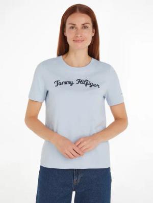Tommy Hilfiger Kurzarmshirt REG SCRIPT C-NK SS mit Tommy Hilfiger Script Logo-Schriftzug