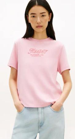 Tommy Hilfiger Kurzarmshirt "TILT GRAPHIC REG C-NK SS TEE" mit großem Logo-Print