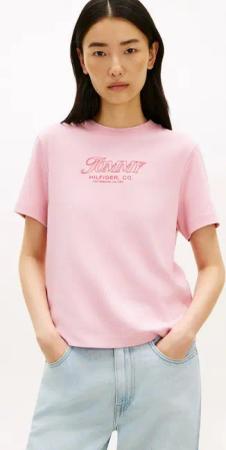 Tommy Hilfiger Kurzarmshirt TILT GRAPHIC REG C-NK SS TEE mit großem Logo-Print