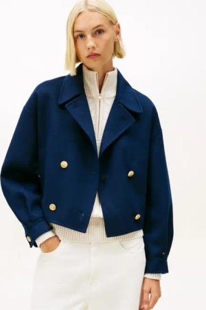 Tommy Hilfiger Kurzjacke DF WOOL GOLD BUTTON PEACOAT mit Wolle