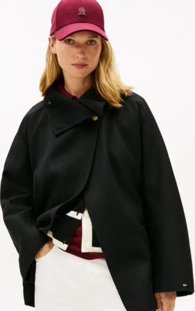 Tommy Hilfiger Kurzmantel DF WOOL GB FUNNEL NK COAT mit Wolle