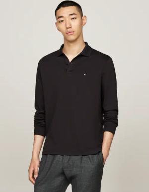 Tommy Hilfiger Langarm-Poloshirt "L/S LIQUID COTTON REG POLO mit Jersey und Markenlabel" unifarben, casual, regular fit, Baumwolle, Polokragen
