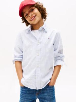 Tommy Hilfiger Langarmhemd FLEX ITHACA SHIRT LS mit Streifenmuster, Logostickerei