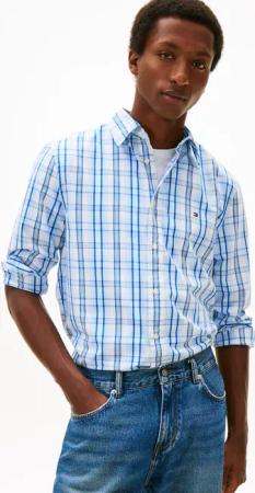 Tommy Hilfiger Langarmhemd "FLEX POPLIN MEDIUM CHECK" Button-down-Kragen, Regular fit