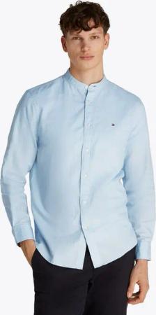 Tommy Hilfiger Langarmhemd LINEN BLEND MAO COLLAR SHIRT