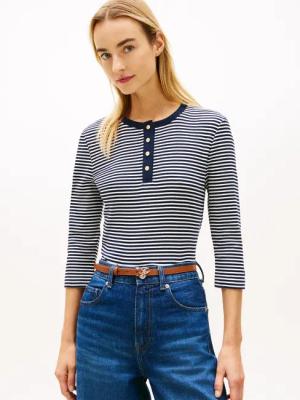 Tommy Hilfiger Langarmshirt "GOLD BUTTON SLIM HENLEY 3/4"