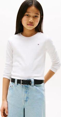 Tommy Hilfiger Langarmshirt POINTELLE TOP LS für Kinder bis 16 Jahre, mit Logo-Druck