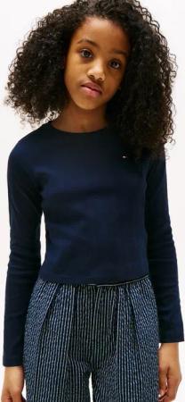 Tommy Hilfiger Langarmshirt POINTELLE TOP LS für Kinder bis 16 Jahre, mit Logo-Druck