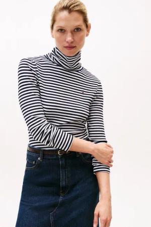 Tommy Hilfiger Langarmshirt SLIM 5X2 RIB ROLL-NK LS in gerippter Struktur