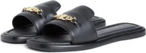 Tommy Hilfiger LEATHER HORSEBIT MULE Pantolette Sommerschuh, Schlupfschuh mit goldfarbener Zierkette