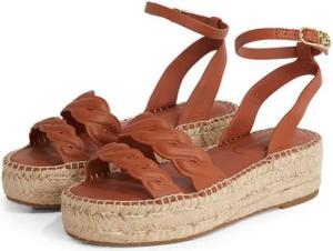 Tommy Hilfiger LEATHER ROPE REAL ESPAD SANDAL Keilsandalette, Plateau, Sommerschuh, Riemchensandale mit verstellbarer Schnalle