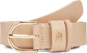 Tommy Hilfiger Ledergürtel "ESSENTIAL EFFORTLESS 2.5 cm breit GOLD" Logoemblem, weiche Haptik, ovale Einfachdornschließe