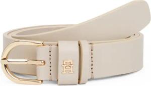 Tommy Hilfiger Ledergürtel ESSENTIAL EFFORTLESS 2.5 cm breit GOLD Logoemblem, weiche Haptik, ovale Einfachdornschließe