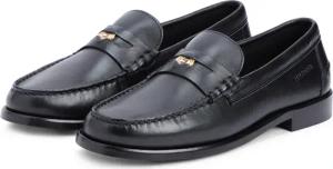 Tommy Hilfiger Loafer "HILFIGER PENNY CRUST LTH LOAFER" Slipper, Businessschuh mit Zierriegel und Penny