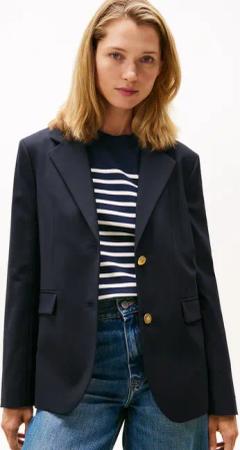 Tommy Hilfiger Longblazer "TIMELESS WOOL REG STRT SB BLAZER" mit Wolle