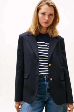 Tommy Hilfiger Longblazer TIMELESS WOOL REG STRT SB BLAZER mit Wolle