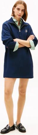 Tommy Hilfiger Minikleid "TH SCRIPT 1/2 ZIP TERRY DRESS"