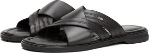 Tommy Hilfiger Pantolette "PREMIUM HILFIGER CC LTH SANDAL", Blockabsatz, Sommmerschuh mit seitlicher Logoflag