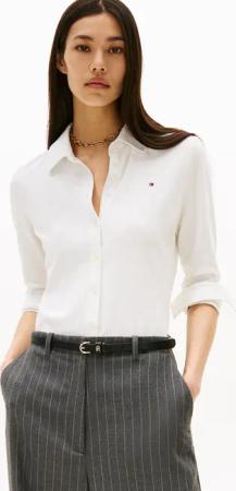 Tommy Hilfiger Poloshirt "1985 SLIM PIQUE BTN DOWN LS mit Polokragen und Label" Baumwollmischung, slim fit