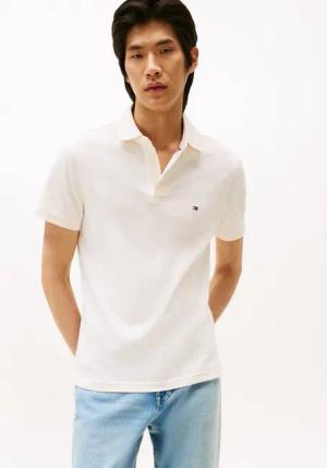 Tommy Hilfiger Poloshirt 1985 SLIM POLO mit Piqué-Struktur und Stickerei meliert, casual, slim fit, Baumwollmix, Polokragen