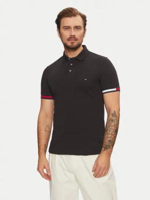 Tommy Hilfiger Poloshirt Flag Cuff MW0MW37518 Schwarz Slim Fit