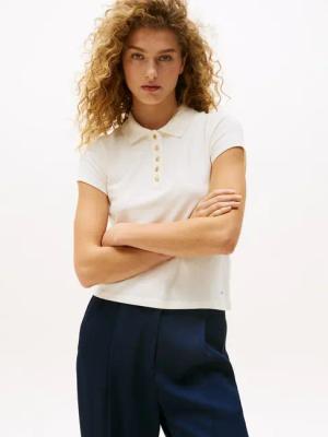 Tommy Hilfiger Poloshirt GOLD BUTTON SLIM SS POLO mit goldfarbenen Knopf