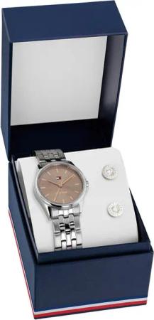 Tommy Hilfiger Quarzuhr JADE GIFT SET 2770215, (Set, 3-tlg., mit dazu passenden Ohrsteckern), Armbanduhr, Damenuhr, Edelstahlarmband, Geschenkidee