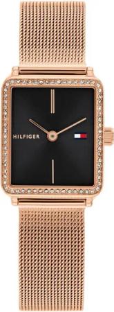 Tommy Hilfiger Quarzuhr TEA TANK 1782800, Armbanduhr, Damenuhr, Edelstahlarmband, analog, Glassteine