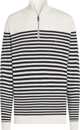 Tommy Hilfiger Racking Half-Zip Structure Streifen Weiß Navy - Größe XXL