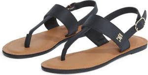 Tommy Hilfiger Riemchensandale "LEATHER THONG SANDAL", Sandalette, Sommerschuh, Flats mit Zehensteg