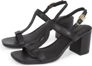 Tommy Hilfiger Sandalette "LEATHER BLOCK HEEL SANDAL", Abendschuh, Partyschuh mit verstellbarer Schnalle, schmale Form