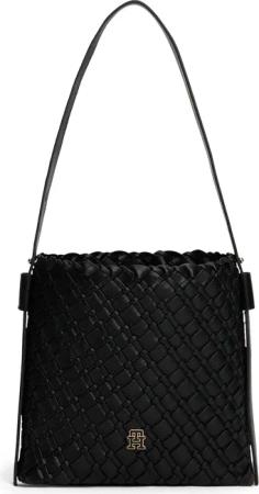 Tommy Hilfiger Schultertasche "TH BRAIDED SHOULDER BAG", Damen Tragetasche, Umhängetasche, Abendtasche mit TH-Logo