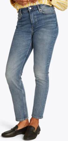 Tommy Hilfiger Slim-fit-Jeans "Slim Cigarette High Waist" mit Logo-Badge, in blauer Waschung