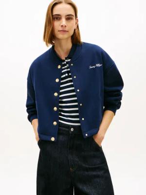 Tommy Hilfiger Strickjacke "GOLD BTN HWK BOMBER" mit goldfarbenen Knöpfen