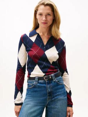 Tommy Hilfiger Strickpullover "CO ARGYLE POLO-NK SWEATER"