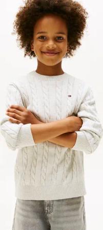 Tommy Hilfiger Strickpullover "COTTON CABLE SWEATER" für Kinder bis 16 Jahre, mit Zopfmuster