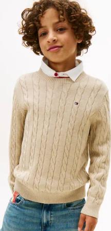 Tommy Hilfiger Strickpullover "COTTON CABLE SWEATER" für Kinder bis 16 Jahre, mit Zopfmuster