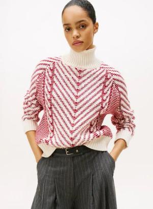 Tommy Hilfiger Strickpullover TEXTURED CABLE MOCK-NK LS SWT mit Zopfmuster