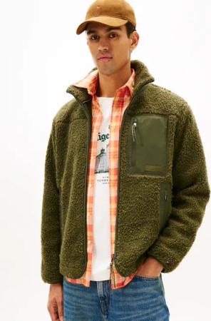 Tommy Hilfiger Sweatjacke "TEDDY FLEECE ZIP THROUGH" Übergangsjacke Herbstjacke Teddy Plüsch Soft Jacke