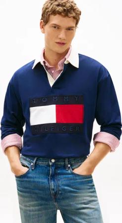 Tommy Hilfiger Sweatshirt "FLAG RUGBY", Regular fit mit Polokragen Poloshirt Iconic Retro