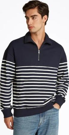 Tommy Hilfiger Sweatshirt "PLACED STRIPE 1/4 ZIP", Mit Rundhalsausschnitt
