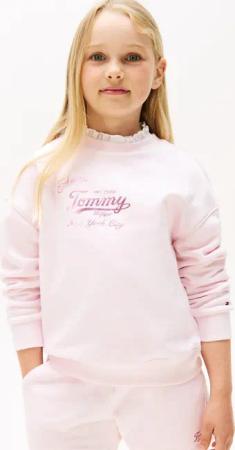 Tommy Hilfiger Sweatshirt "TOMMY SCRIPT SWEATSHIRT", für Kinder bis 16 Jahre, mit glänzendem Druck